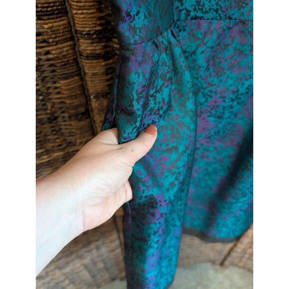 Ivy And Blu Maggy Boutique Silk Brocade Fit & Flare Dress Sheer Panels Wedding - Picture 6 of 9